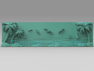 3D Model STL File for CNC Router Laser & 3D Printer Beach View