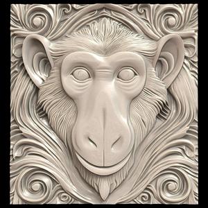 3D Model STL File for CNC Router/Laser & 3D Printer A Proboscis Monkey with Hypnotic Powers, Square in Shape