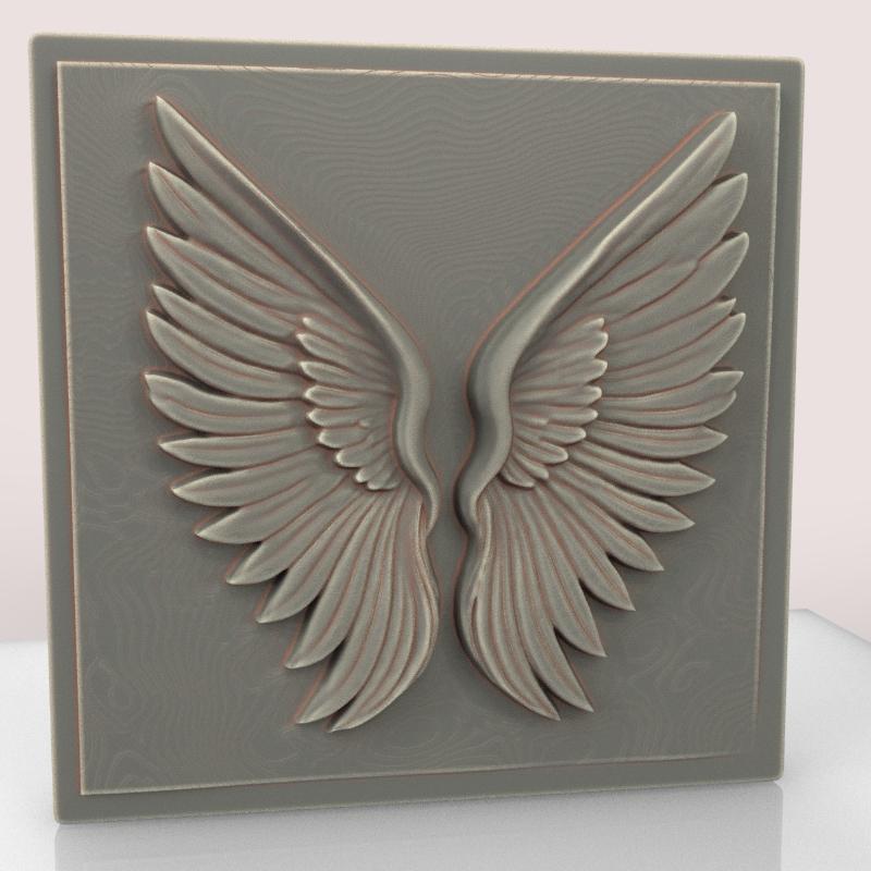 Angel Wing Bas-Relief Figures - STL File