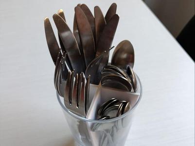 Cutlery caddy for glass