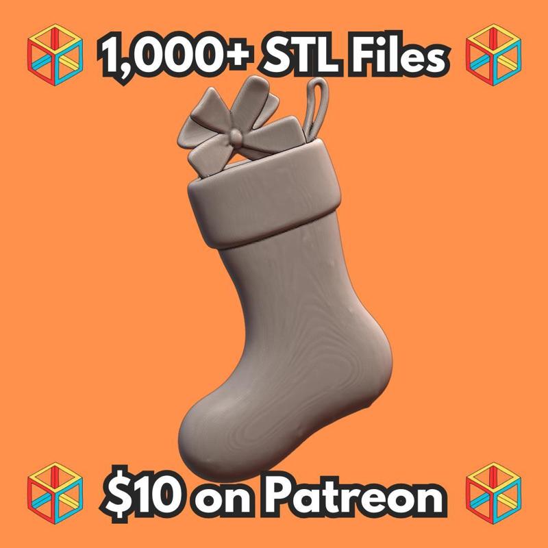 Christmas Stocking with Bow and Gift for Holiday Decor MineeForm FDM 3D Print STL File