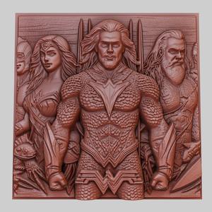 Aquaman 3d printer relief medallion obj stl