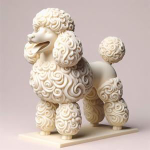 99 Laughing Curly Poodle - Ivory-Style Full-Figure Sculpture, pug, dachshund, poodle, totem, dog, dogue, elephant, beagle, bear, lion, fox, bull terrier, pomeranian, galgo, wolf, doberman pinscher, newfoundland, crocodile