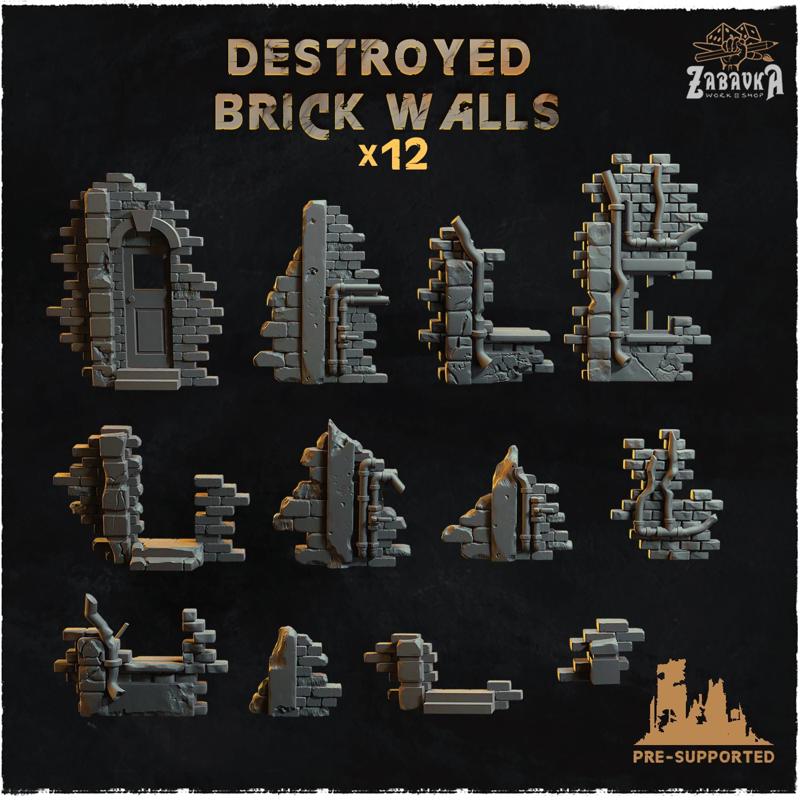 Destroyed brick walls - Basing Bits 2.0