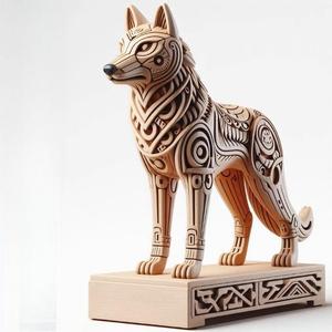 1014 Color 3D Model of a Totem-Style Wolf on a Pedestal, pug, dachshund, poodle, cat, dog, monkey, elephant, beagle, bear, lion, fox, faun, pomeranian, troll, platypus, majestic, totem, fantasy, crocodile
