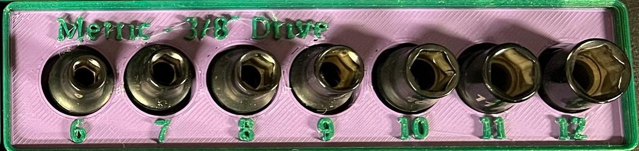 Gridfinity Socket Holder for Dewalt Deep Metric Sockets, Size 6-12MM, 3/8 Inch Drive