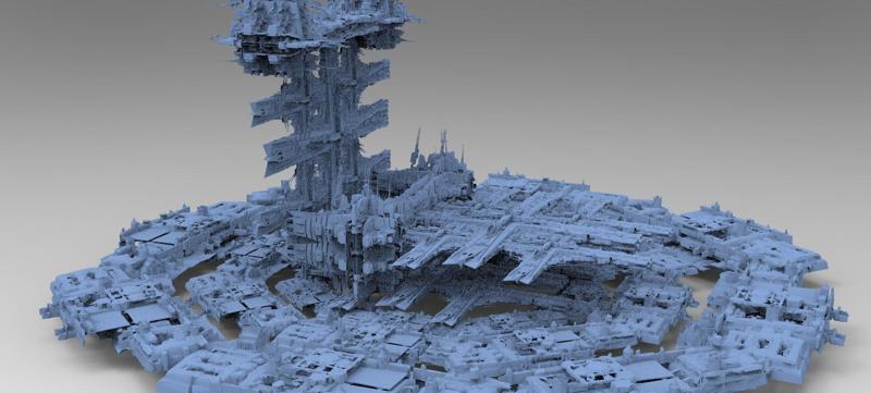 Sci-Fi City dystopia base Grid ground base 6