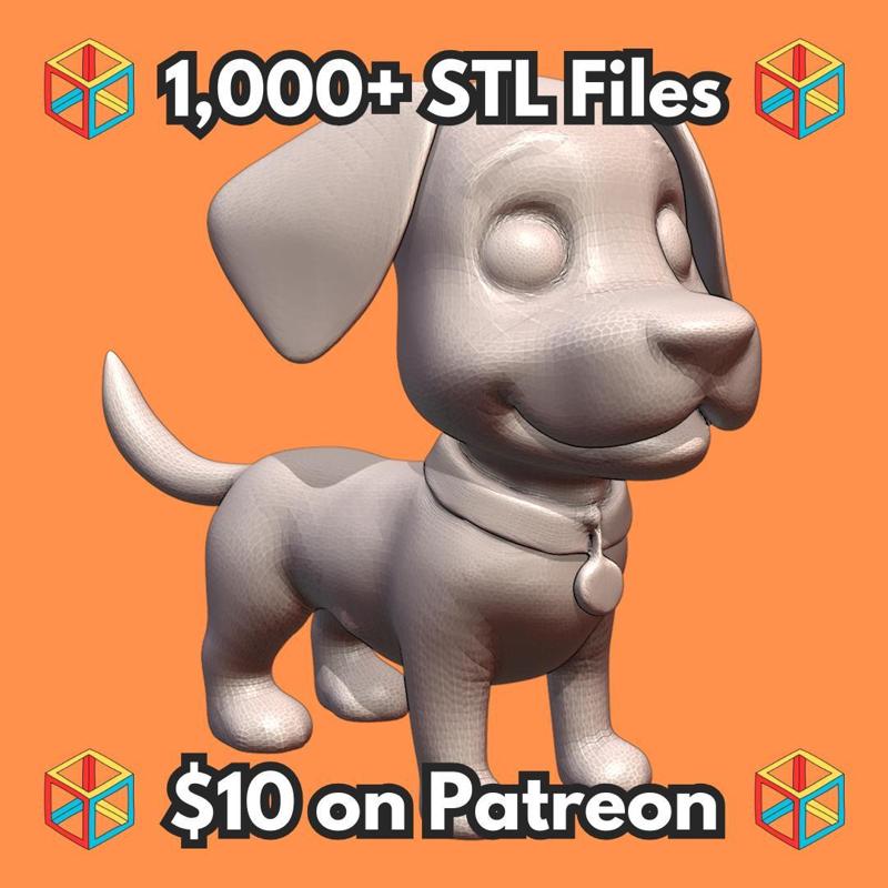 Happy Dog Statue with Collar and Tail Up MineeForm FDM 3D Print STL File