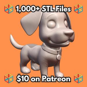 Happy Dog Statue with Collar and Tail Up MineeForm FDM 3D Print STL File