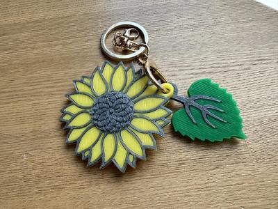 Sunflower with leaf keychain