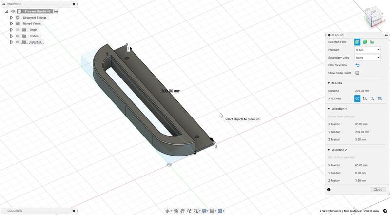 Freezer/fridge door handle
