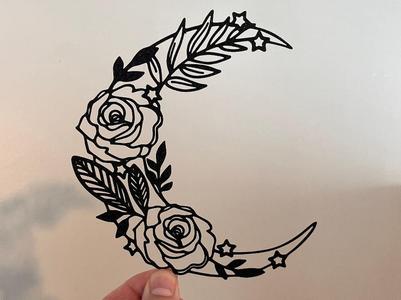 Wall Art - Moon and Flowers