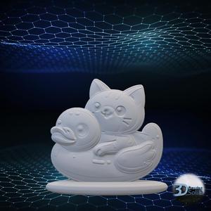 Cat Riding a Duck