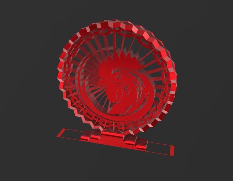 Rooster Head a31 - 03 - Suspended - 2D- Thread Art STL