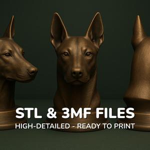 Belgian Malinois Dog Bust - Dog Statue - 3D Printable STL 3MF - Pet Memorial
