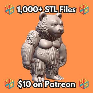 28mm Sci-Fi Cuddly Combat Bear for Lighthearted RPGs MineeForm FDM 3D Print STL File