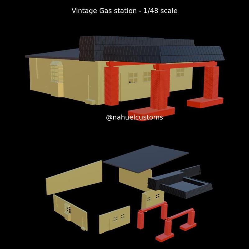 Vintage Gas station - 1/48 scale