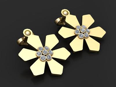 flower gold earring pendant 3d printable model
