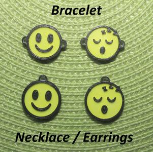 4 Emoji Necklaces, Bracelets, Earrings, Jewelry