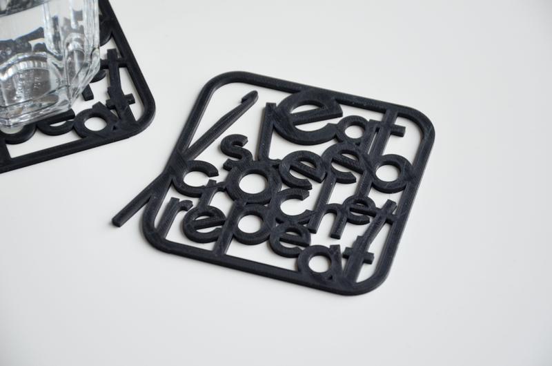 eat sleep crochet repeat coaster