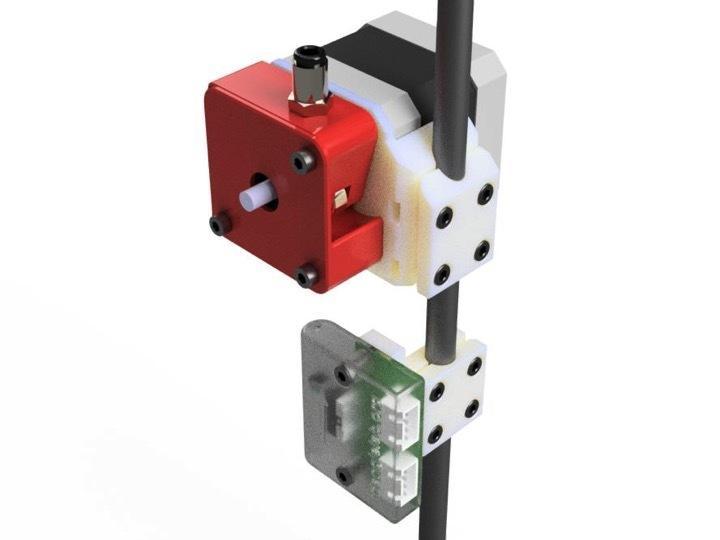 Support moteur & detecteur de filament TriangleLab sur tige D=8mm de triangulation