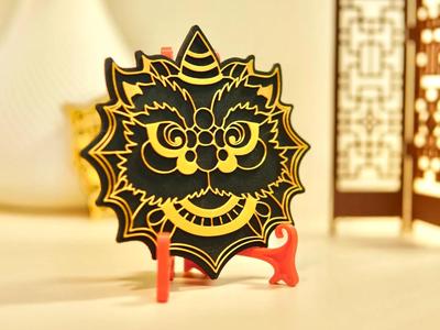 Electron Cloisonné Enamel Series Intangible Cultural Heritage National Tide Awakening Lion Series Coasters