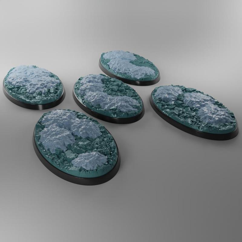 5x 90x52mm bases with frozen ice tundra design (+toppers)