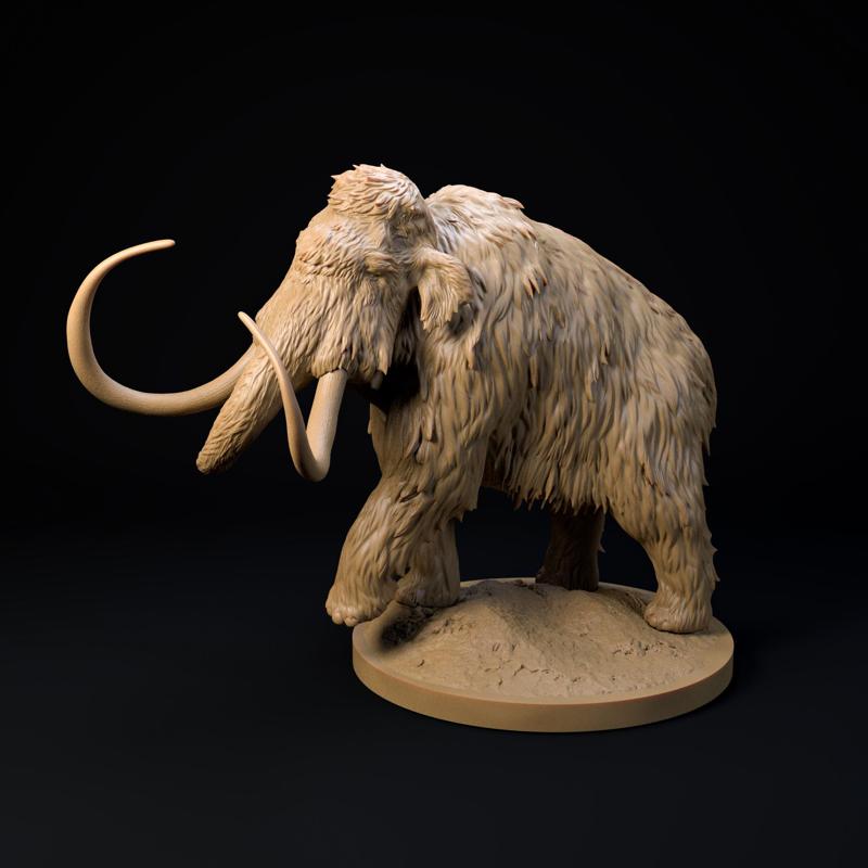 Wooly Mammoth walking 32mm scale - pre-supported prehistoric animal companion