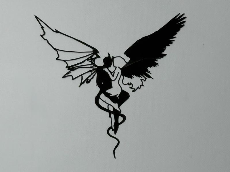angel and demon silhouette (wall art)