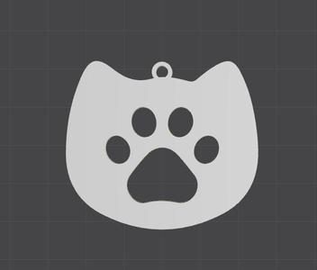 Cat with Footprint Key Ring