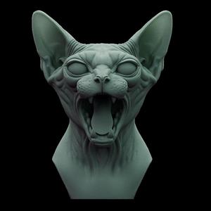 Cat Sphynx Bust 02