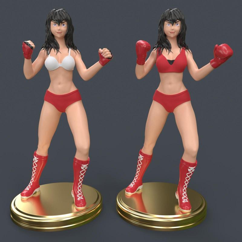Anime Boxer Girl Fighter 3D Printing