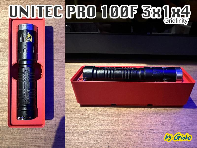 Gridfinity UniTec Pro 100F Flashlight Holder 3x1x4