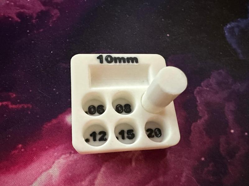 Gridfinity 1x1 Clearance Test 10mm Rod
