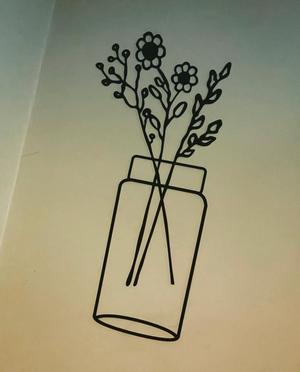 Second line art 2d decorative of a flowerpot - wall art Minimalist, Home, Decor