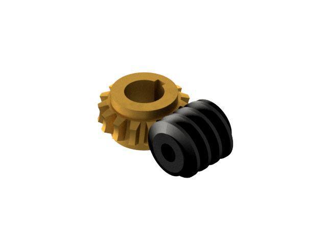 Worm Gear - Center D. 50 mm - Ratio   15 & 20 - Worm with Hole