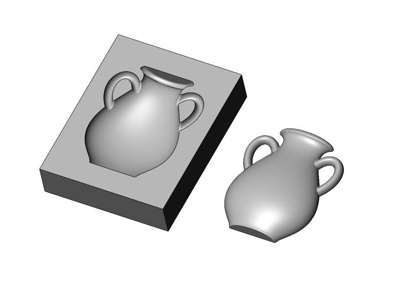 Simple urn relief and mold 3D print model