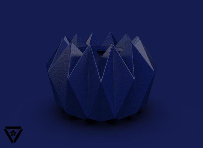 122. Facet Origami Geometric Bonsai Vase - V34 - Karin (Inches)