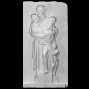 Relief of a woman holding children