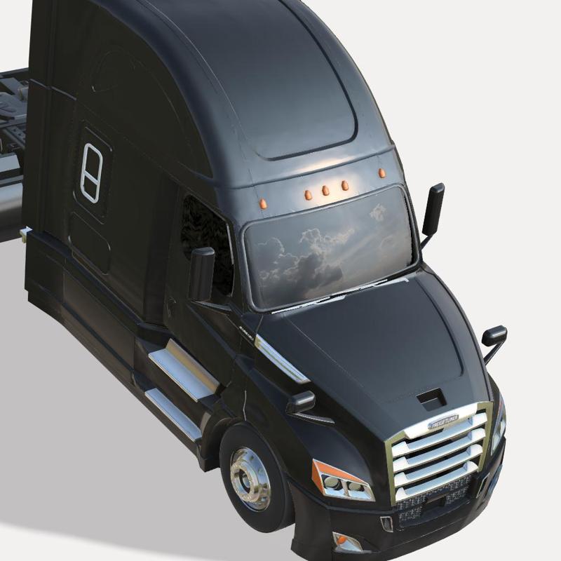 Scale Freightliner Cascadia 2020 truck, remolque