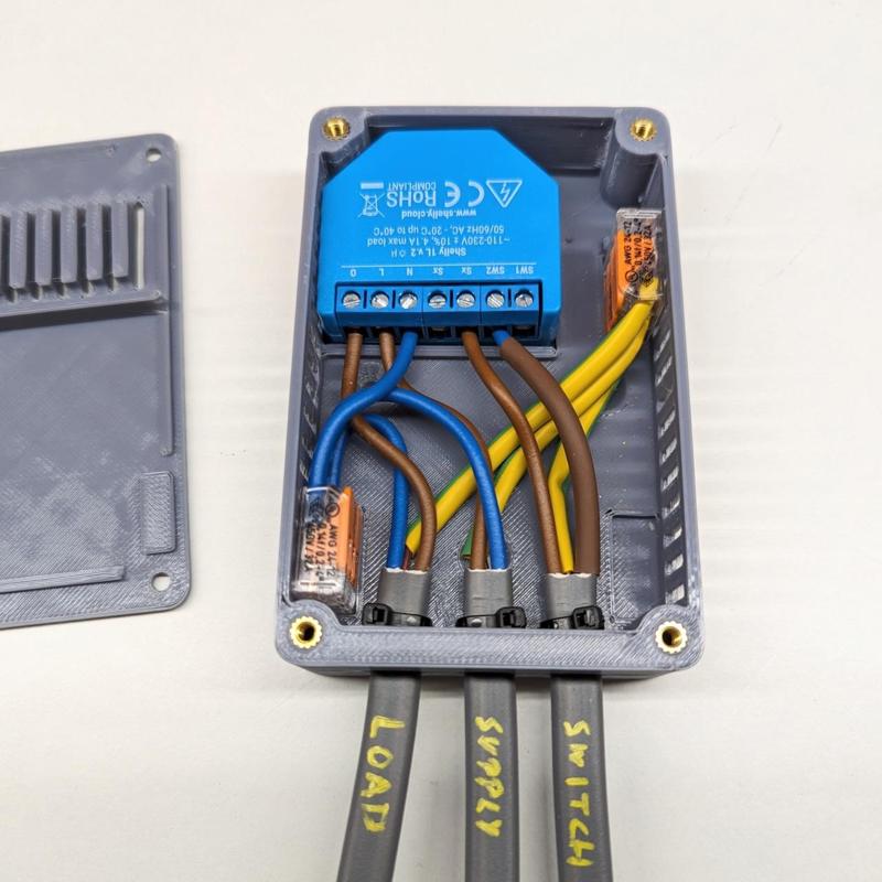 Shelly box for T&E 3x slots and wago 221 connectors (1Plus, 1L, 2PM, 2.5, Dimmer2)