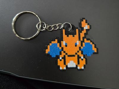 Pixel Art Keychain Design: Pokémon Charizard