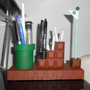 Mario Bros. style pen organizer