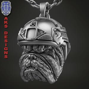 Animal Pendant jewelry Army soldier bulldog v1 STL file