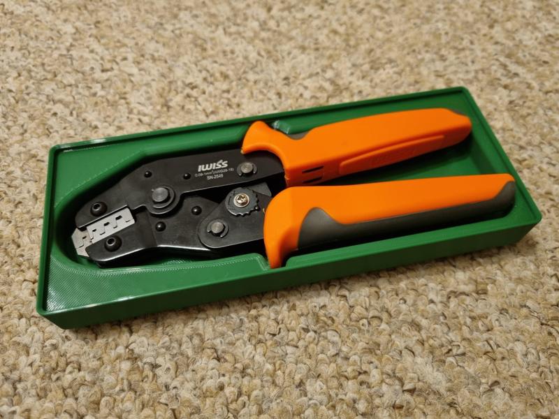 Gridfinity tray for Iwiss SN-2549 JST crimp tool (5x2)