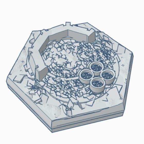 Destroyed Mech Bunker with Coolant Pool Hex Map Scale HMSMilD013