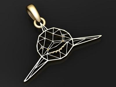 geometric gold pendant 3D printable model