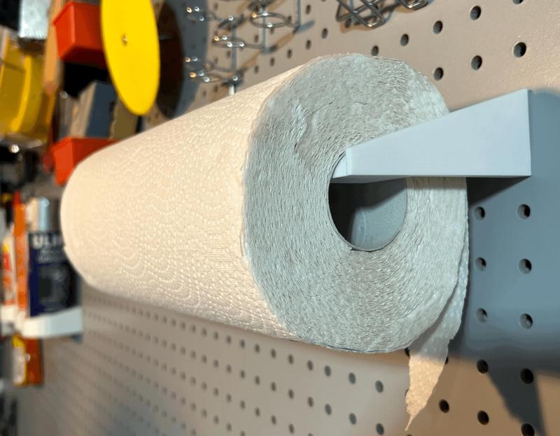 Minimal pegboard paper towel roll holder: fully parametric!