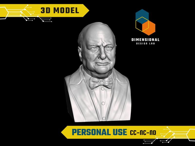 Winston Churchill - High-Quality STL File for 3D Printing (PERSONAL USE)