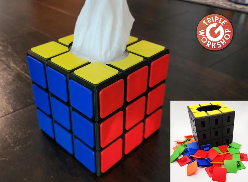 Rubik's Cube Tissue Box Cover for Single Color Printers